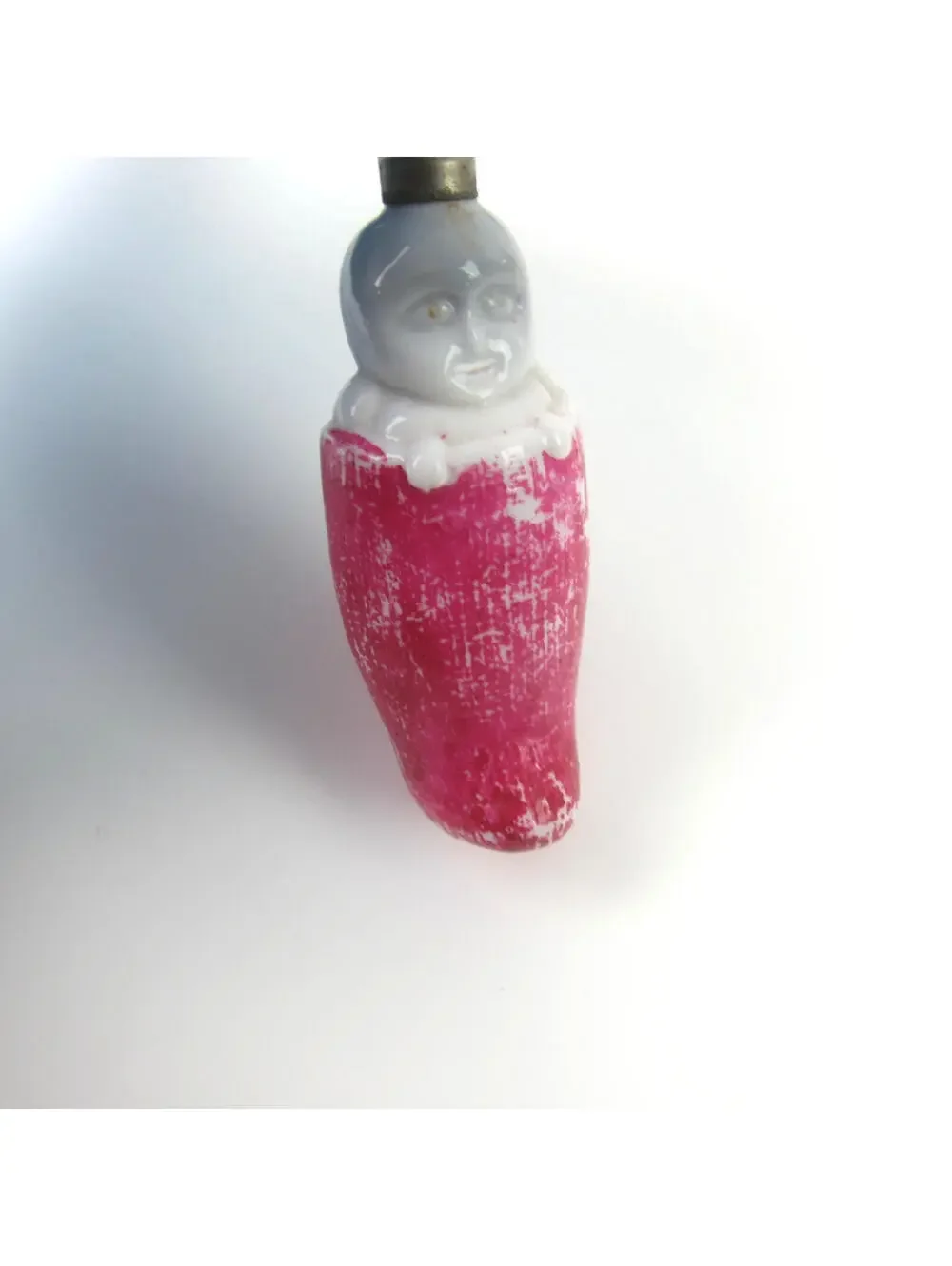 Vintage Christmas Figural Milk Glass Light Bulb C6 Baby in Red Stocking Japan